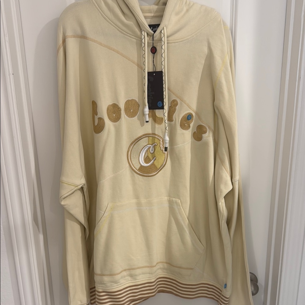 Cream Quarter-Zip Sweatshirt with Brown Accents